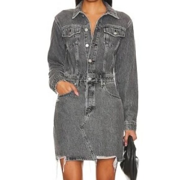 Etica Lotta Ethically Made Stormy Skies Denim Long Sleeve Mini-Dress Size Small - Picture 1 of 10